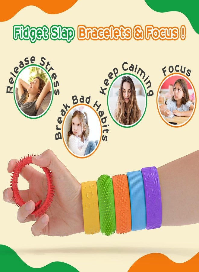 DODOLOL Slap Bracelets Textured Silicone Fidget Bracelet for Autism,ADHD,Anxiety Relief Sensory Calming Tools Special Needs Must Haves,Autistic Classroom Toys,Autisma Relieve Stress for Kids Adults 6 Pack - Image 2